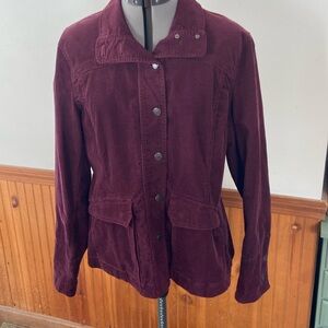 Eddie Bauer Burgundy Utility Jacket with Corduroy Texture Size XL